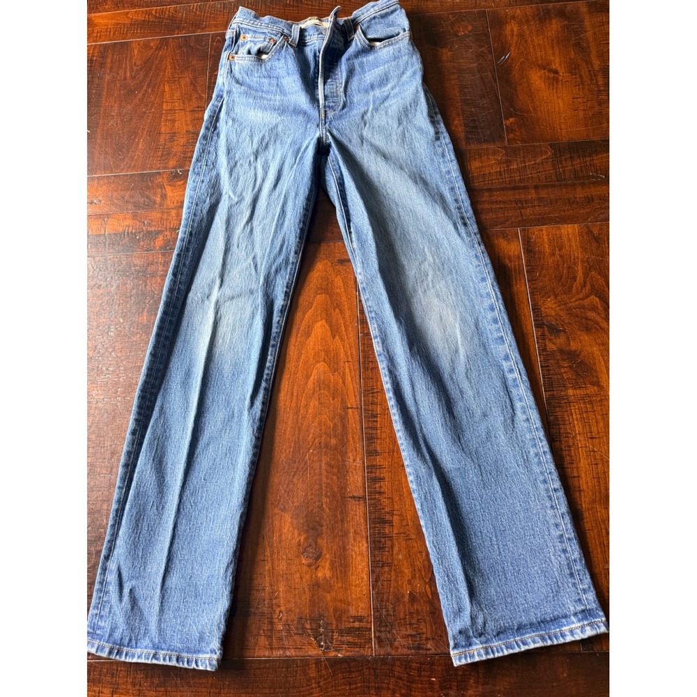Levis Premium Big E Ribcage Straight Size 26 Blue High Rise Cotton Denim Jeans